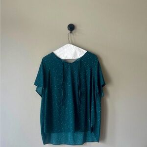 West Kei Deep Green Patterned Tie Blouse